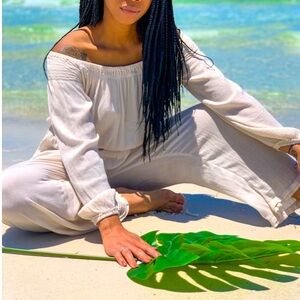 Long Sleeve Romper with waist drawstring